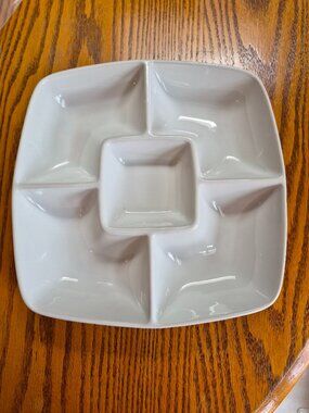 White Porcelain Divided Dish by Home